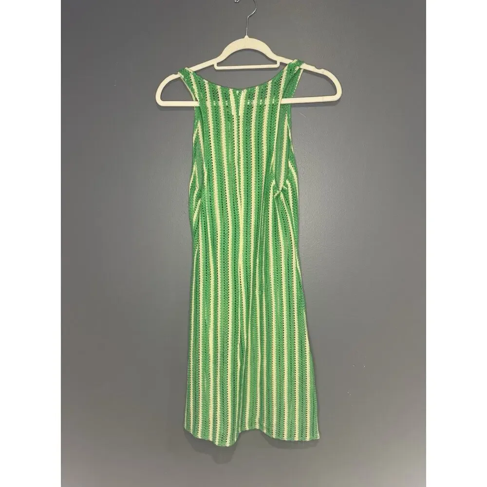 NWT Becca Crochet Retro Cabo Scoop Neck Dress Swim Cover-Up Bright Green Size M